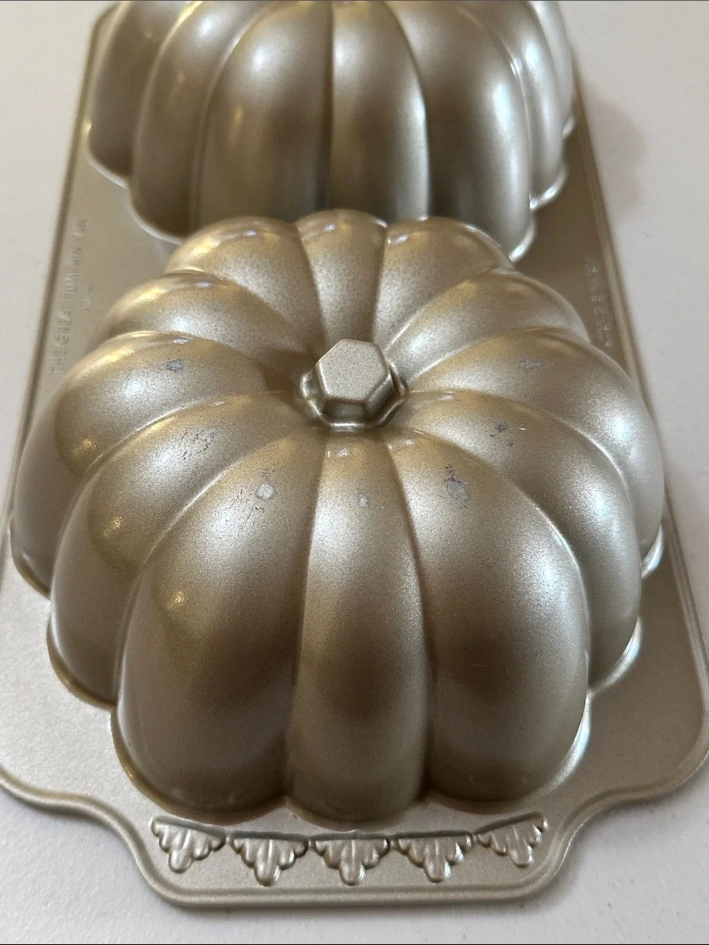 Nordic Ware “The Great Pumpkin Pan” 3D Pumpkin Bundt Pan - gold tone color